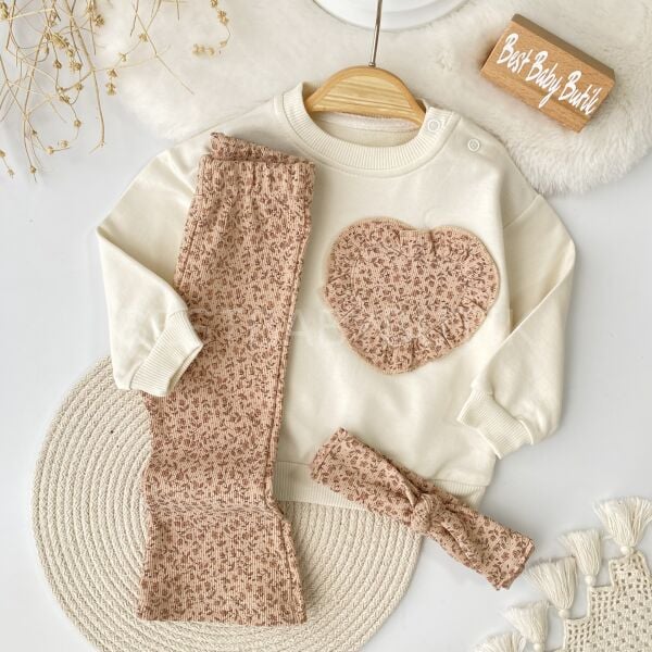 Çıtır Çiçekli İspanyol Paça Bandanalı 3’Lü Takım