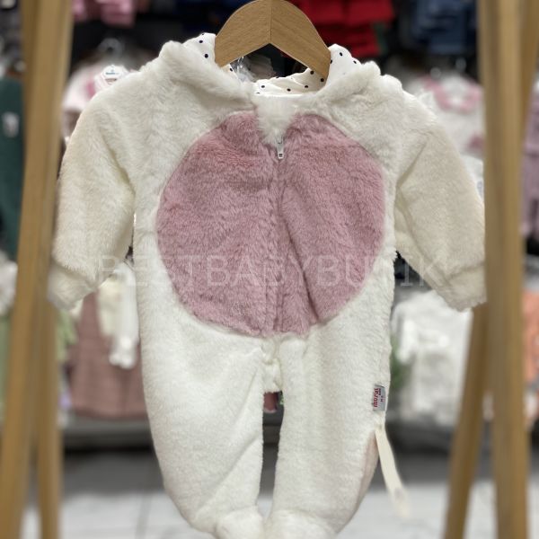 TAVŞANCIK PELUŞ PAMUK ASTARLI KAPŞONLU TULUM (kalp dar 6 ay gibi düşünün)