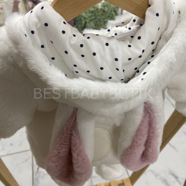 TAVŞANCIK PELUŞ PAMUK ASTARLI KAPŞONLU TULUM (kalp dar 6 ay gibi düşünün)