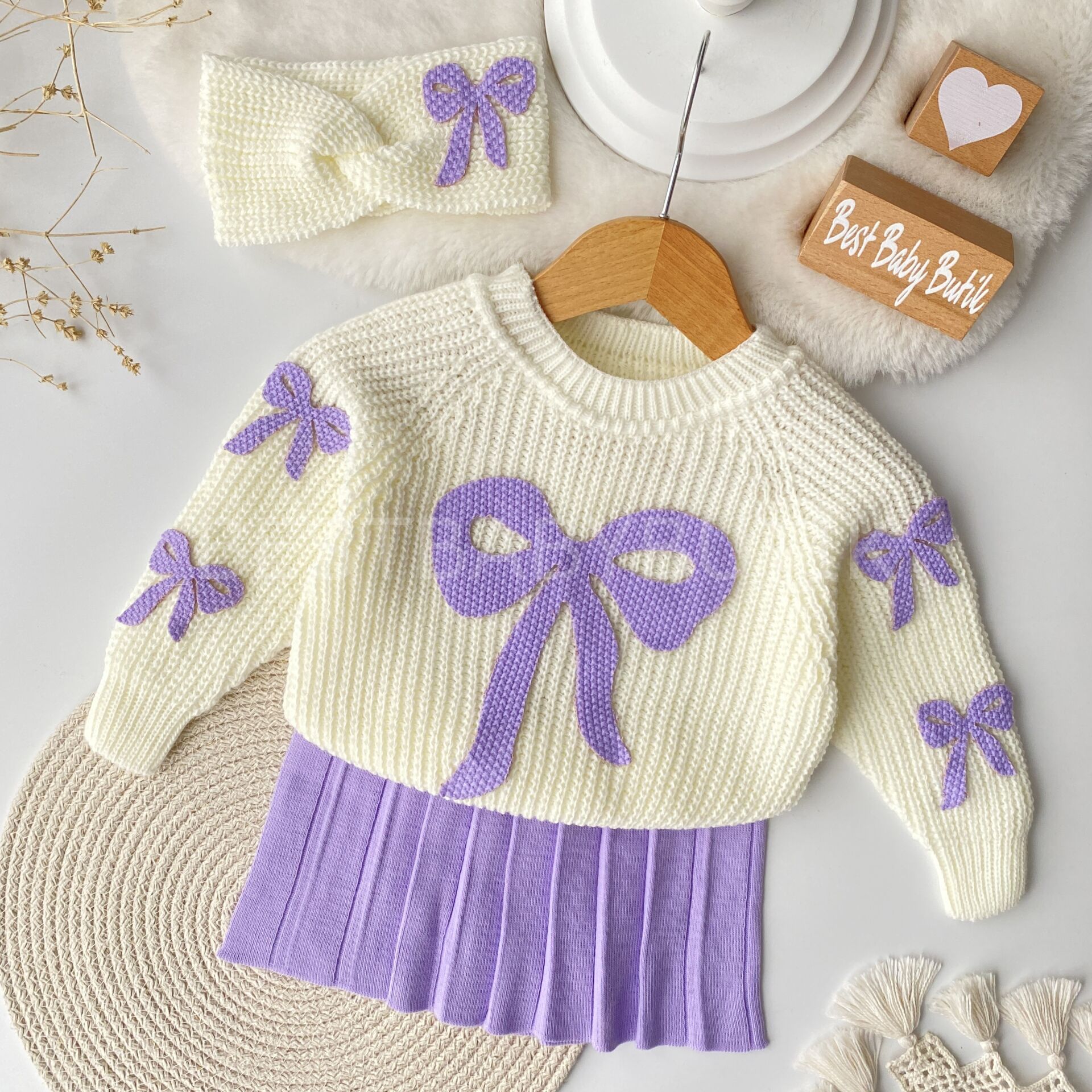 Kurdale Detaylı Triko Etekli 3’Lü Takım