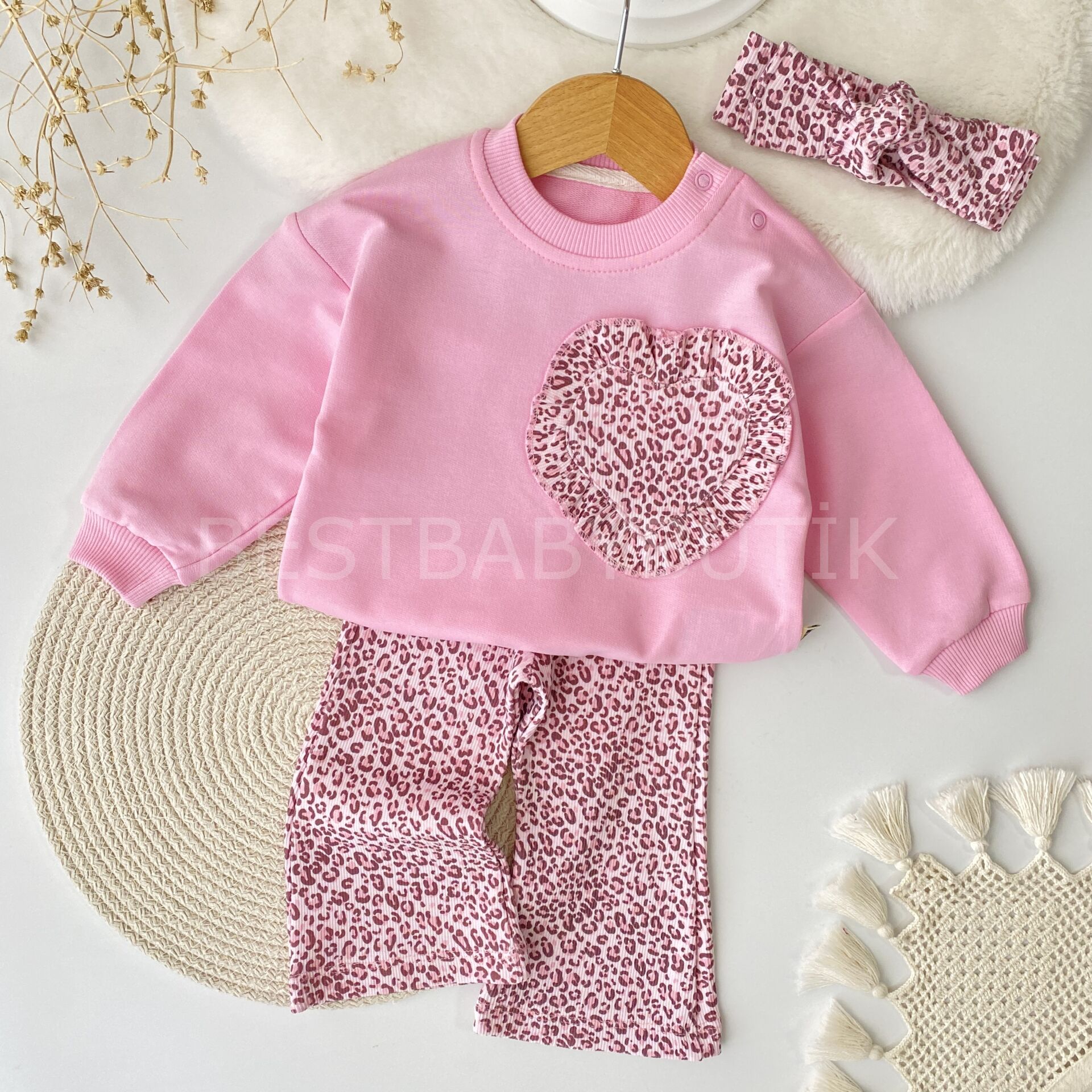 Çıtır Çiçekli İspanyol Paça Bandanalı 3’Lü Takım