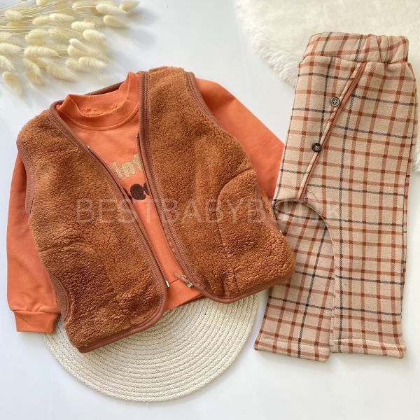 CEDRİC PELUŞ YELEKLİ ŞARDONLU 3’LÜ LÜX TAKIM