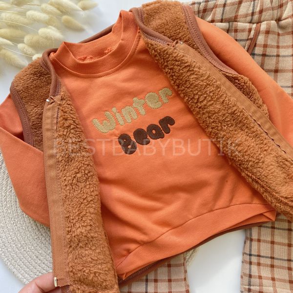 CEDRİC PELUŞ YELEKLİ ŞARDONLU 3’LÜ LÜX TAKIM