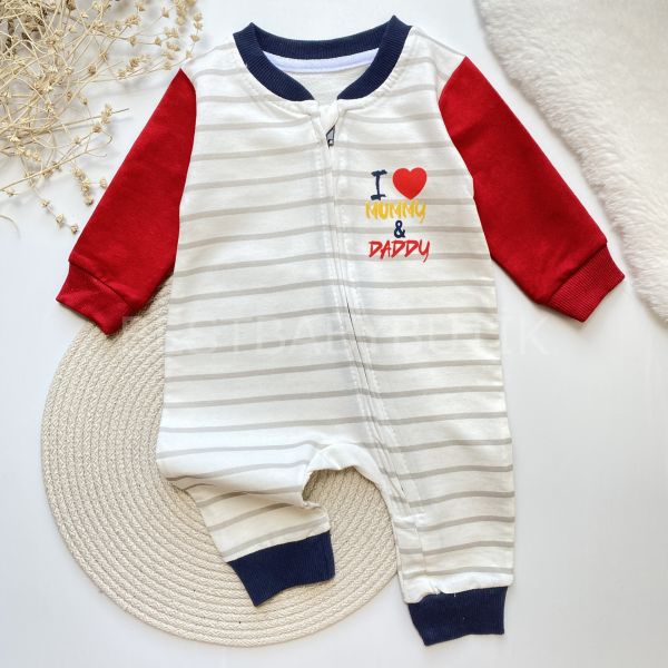 I MUMMY&DADDY ÇİZGİ DETAYLI FERMUARLI TULUM