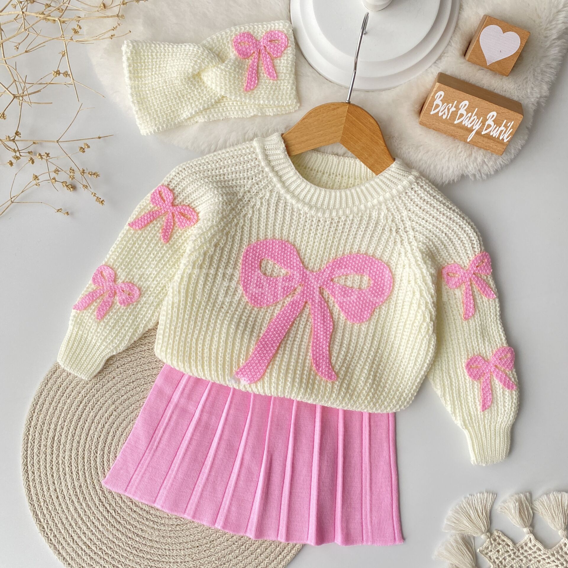 Kurdale Detaylı Triko Etekli 3’Lü Takım