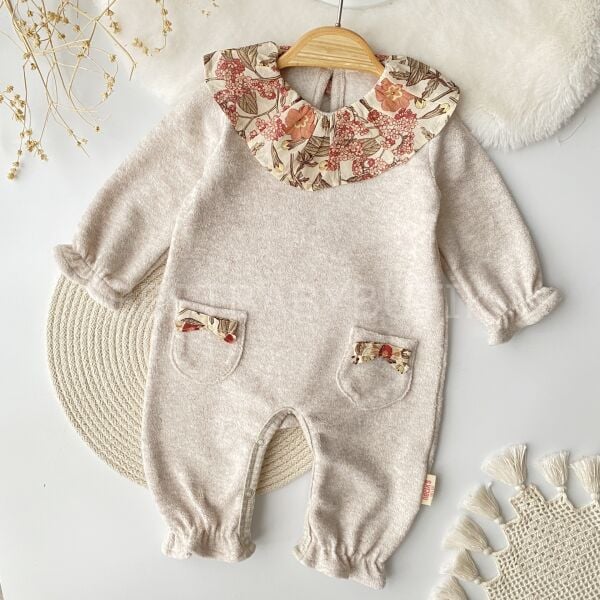 Vintage Müslin Yakalı Cepli Yumoş Tulum