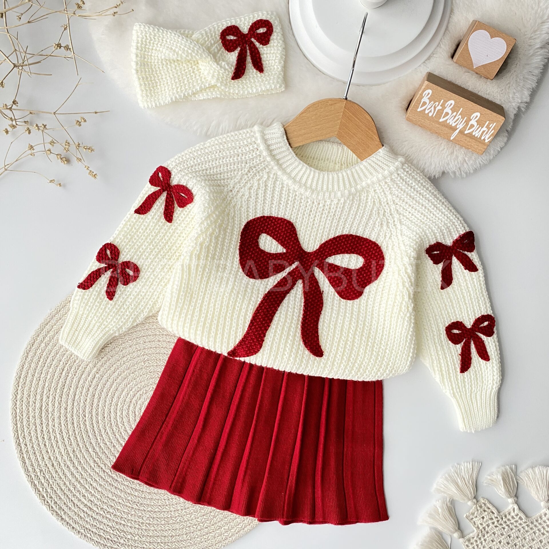 Kurdale Detaylı Triko Etekli 3’Lü Takım 6-12 AY