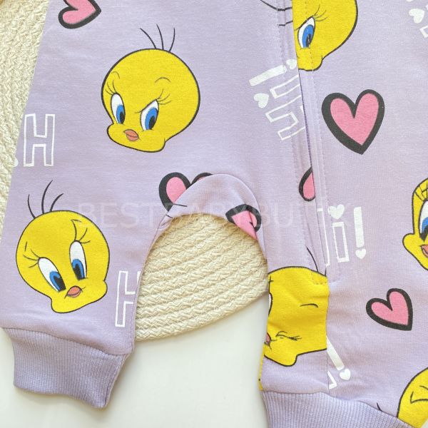 Hİ TWETTY KALP BASKILI FERMUARLI TULUM 3-6 AY