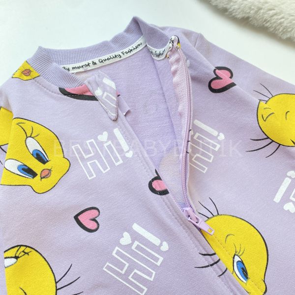 Hİ TWETTY KALP BASKILI FERMUARLI TULUM 3-6 AY