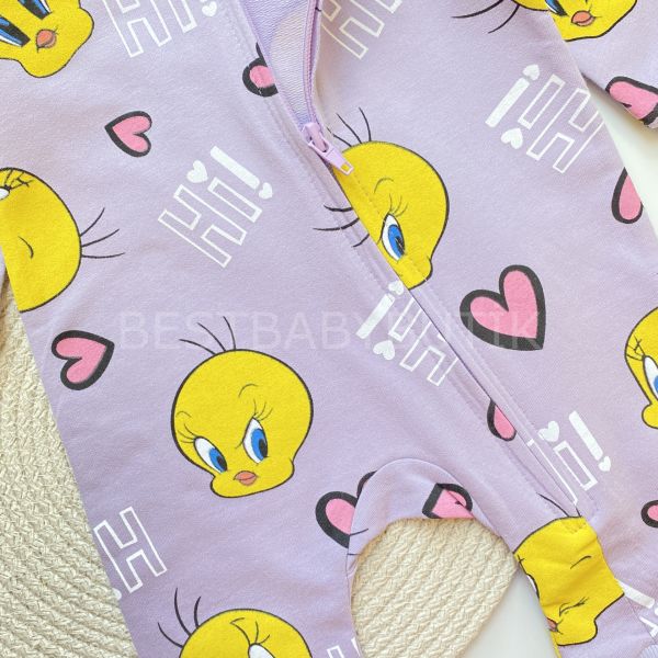 Hİ TWETTY KALP BASKILI FERMUARLI TULUM 3-6 AY