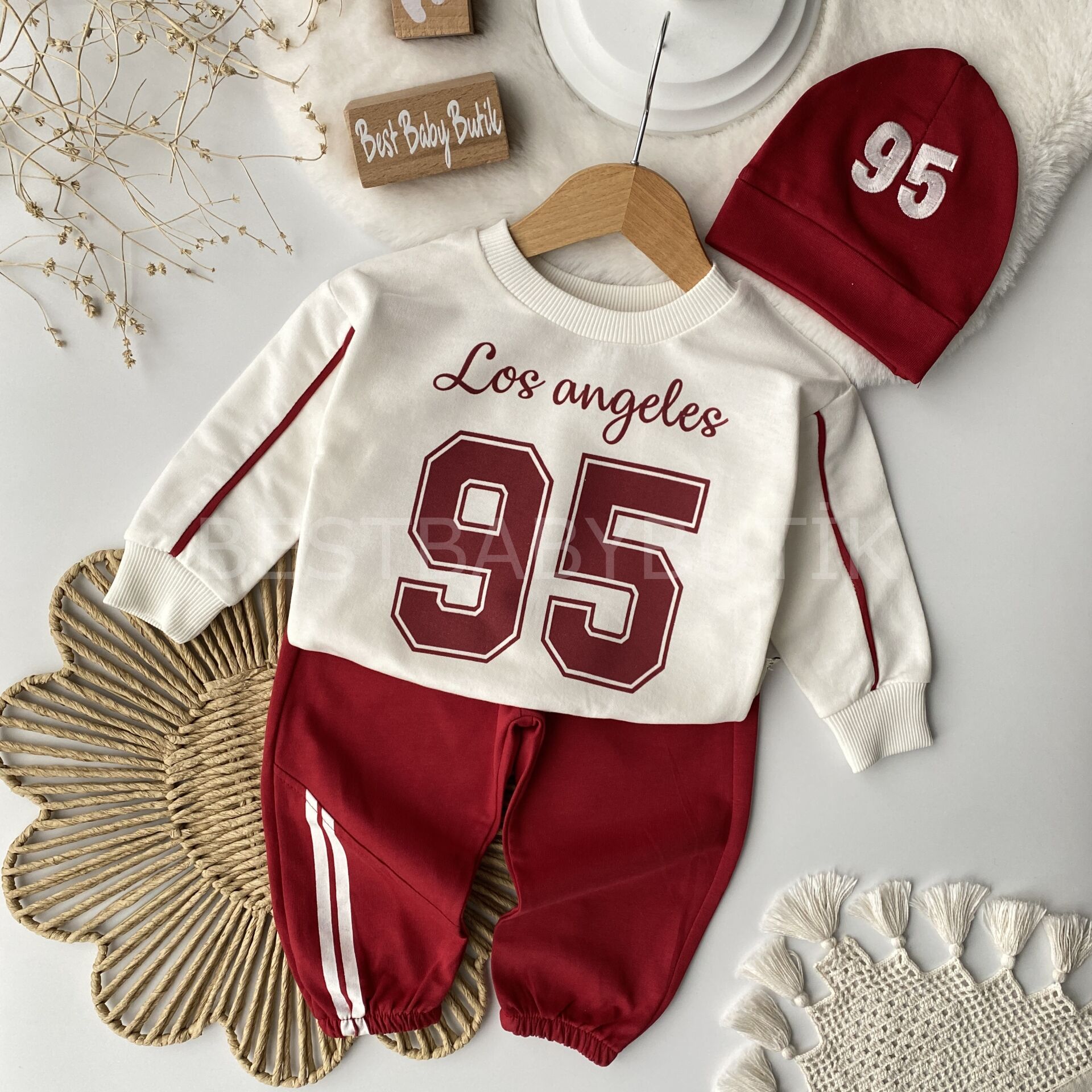 LosAngeles 95 Baskılı Bereli Spor 3’Lü Takım