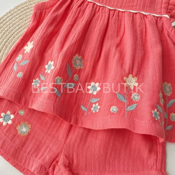 Fiyona Çiçek Nakışlı Müslin Robalı 2’Li Takım 6-9 AY