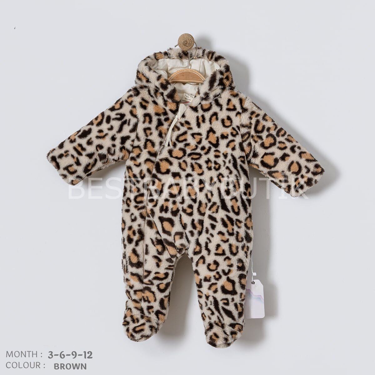 Premium Leopar Desenli Astarlı Kışlık Mont Tulum 9 AY 72 CM