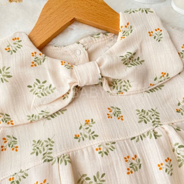 Viola  Çiçekli Fiyonk Yaka Detaylı  Müslin Tulum 6-9 AY