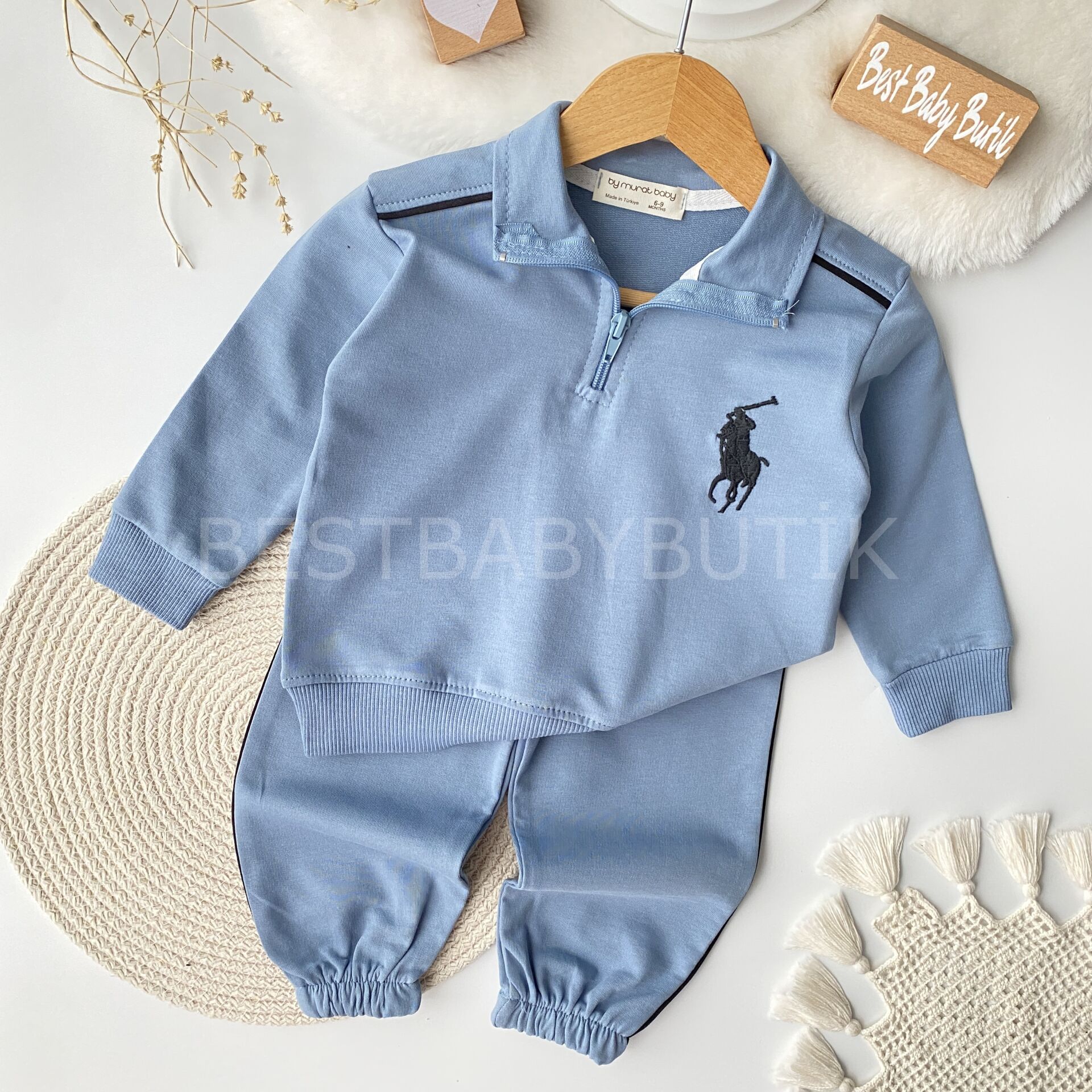 USPA Nakışlı Önden Yarım Fermuarlı Mevsimlik Takım 6-9 AY