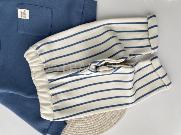 Yan Cep Detaylı Çizgili Şardonlu Oversize Takım 3 YAŞ