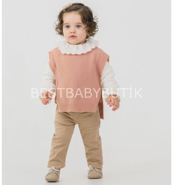 Elsa Triko Süveterli Keten Pantolonlu Premium 3’Lü Takım 1 YAŞ