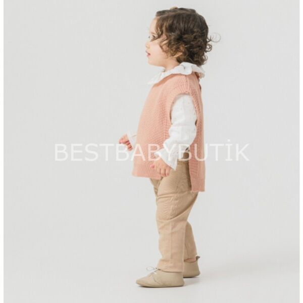 Elsa Triko Süveterli Keten Pantolonlu Premium 3’Lü Takım 1 YAŞ