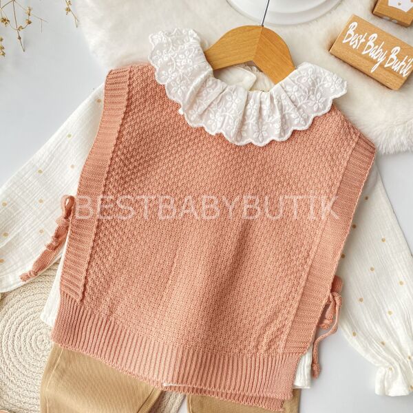 Elsa Triko Süveterli Keten Pantolonlu Premium 3’Lü Takım 1 YAŞ