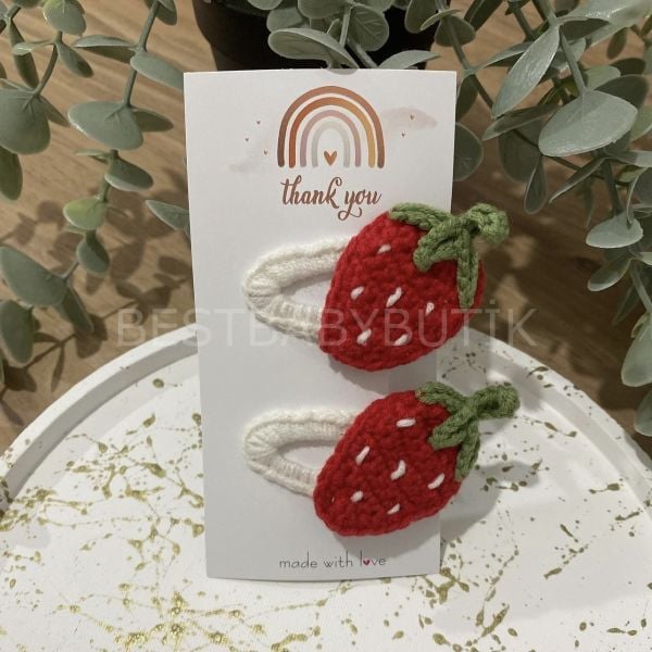 HANDMADE ÇİLEKLİ ÖRGÜ ÇITÇIT TOKA (ADET)
