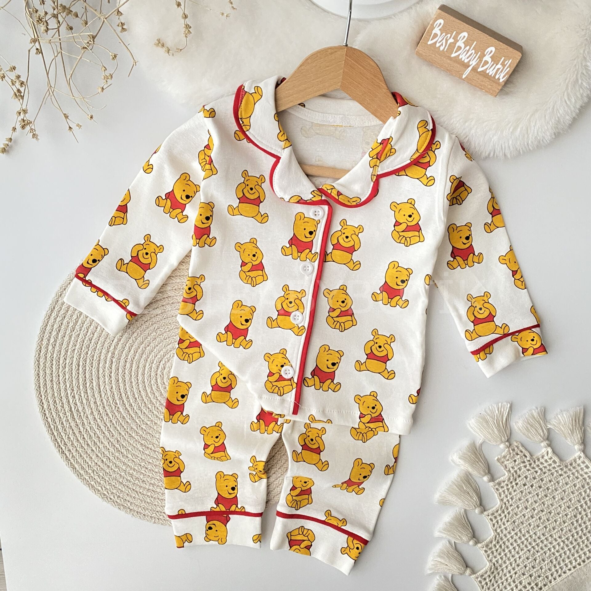 Winnie Pooh Baskılı Pamuk Pijama Takımı 12-18 AY