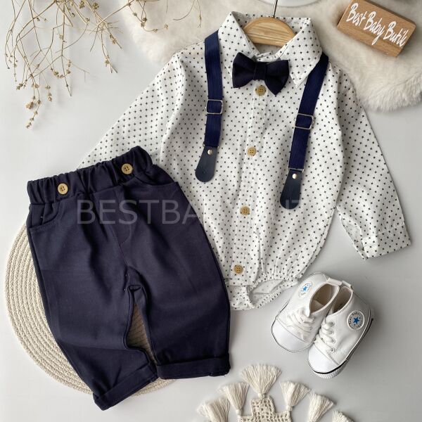 Carles Papyonlu Zıbın Gömlekli Askılı Takım