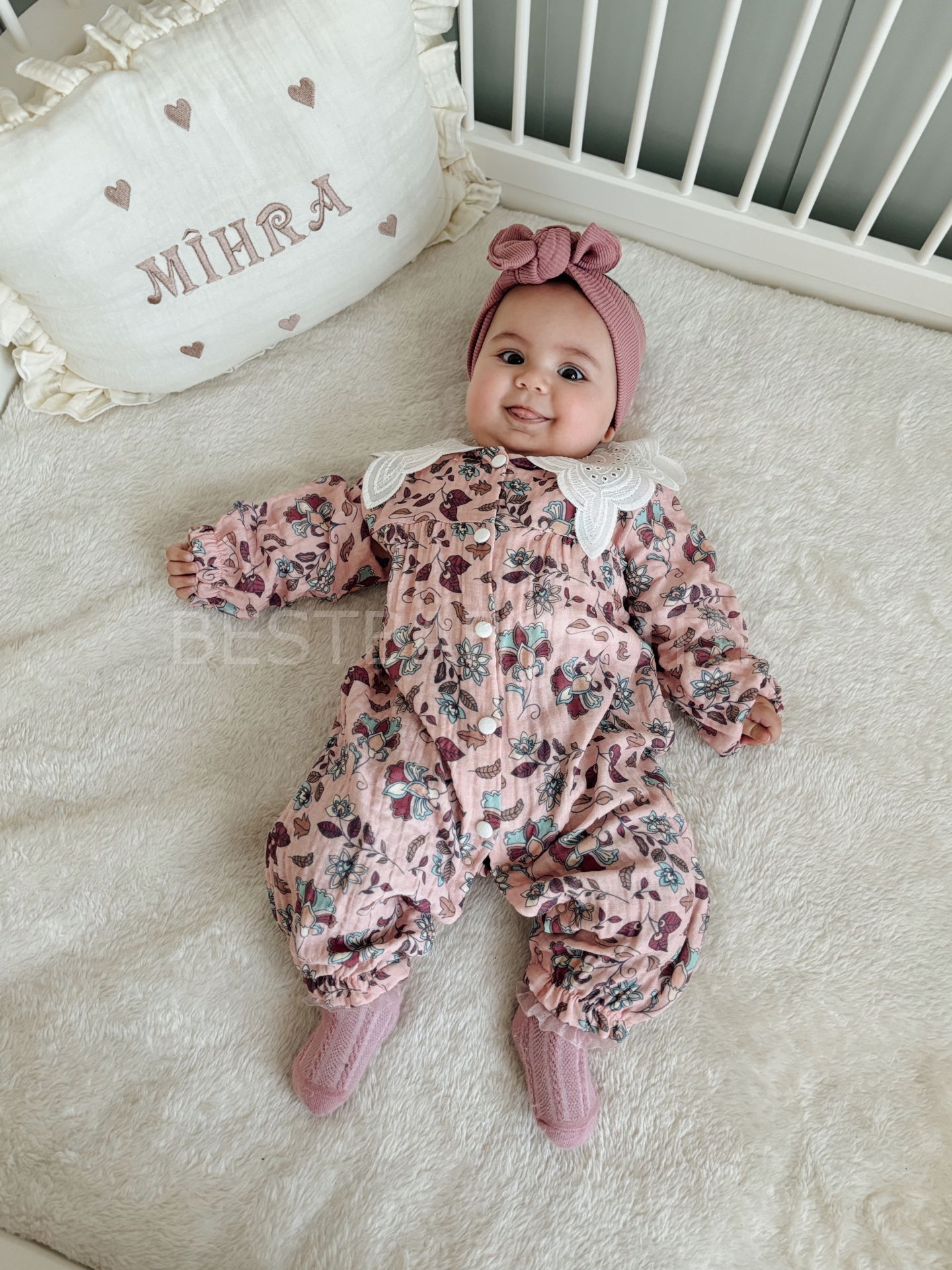 ROSA ÇİÇEKLİ FİSTO YAKA MÜLSİN TULUM