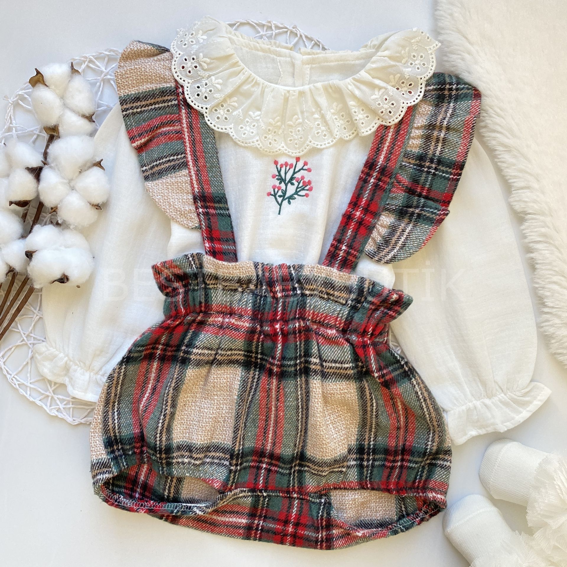 NEW YEARS KOKİNA ÇİÇEK DETAYLI PÖTİKARE 2’Lİ ROMPER SET