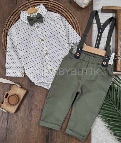 Carles Papyonlu Zıbın Gömlekli Askılı Takım