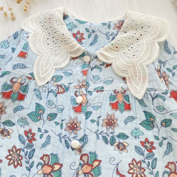 ROSA ÇİÇEKLİ FİSTO YAKA Müslin TULUM