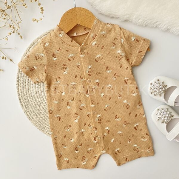 Minik Çiçek Detaylı Pamuk Penye Tulum