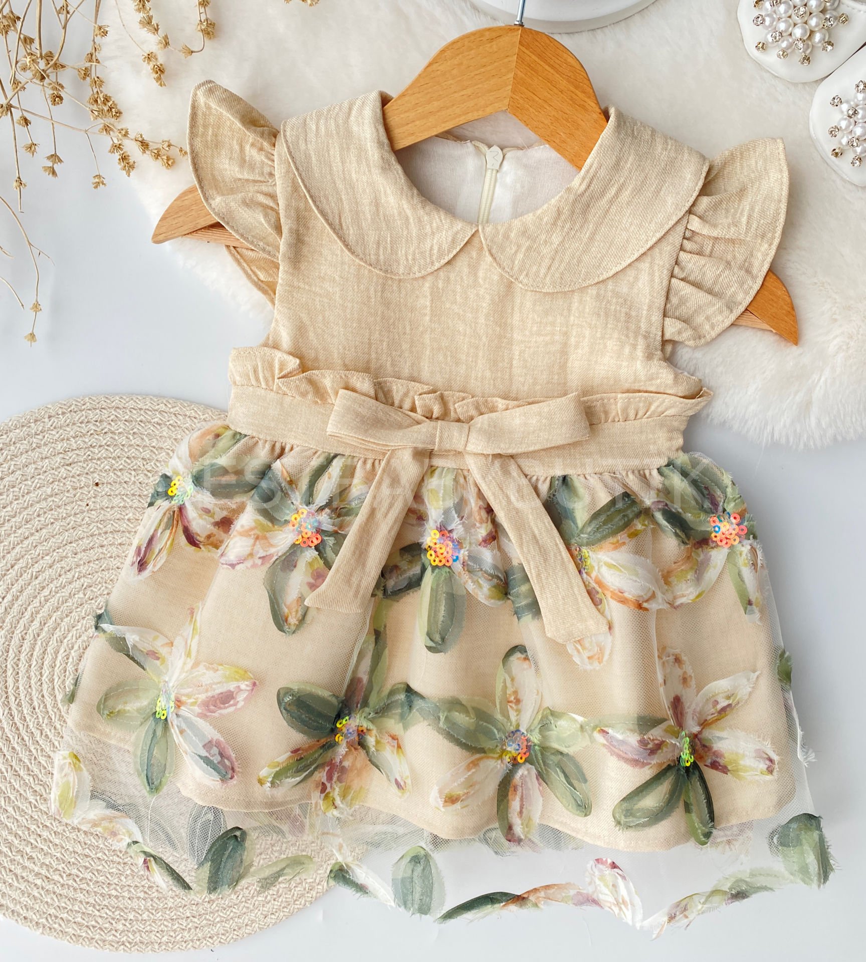 Zambak Tül Çiçekli Elbise