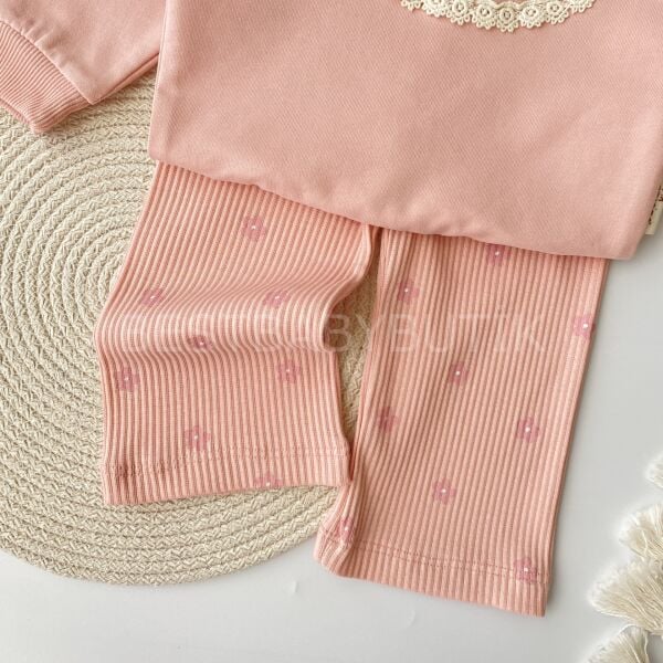 Çiçek Nakışlı Bol Paça 2’Li Takım