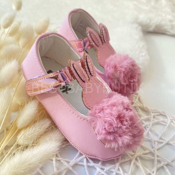 TAVŞAN PONPONLU PEMBE BABET