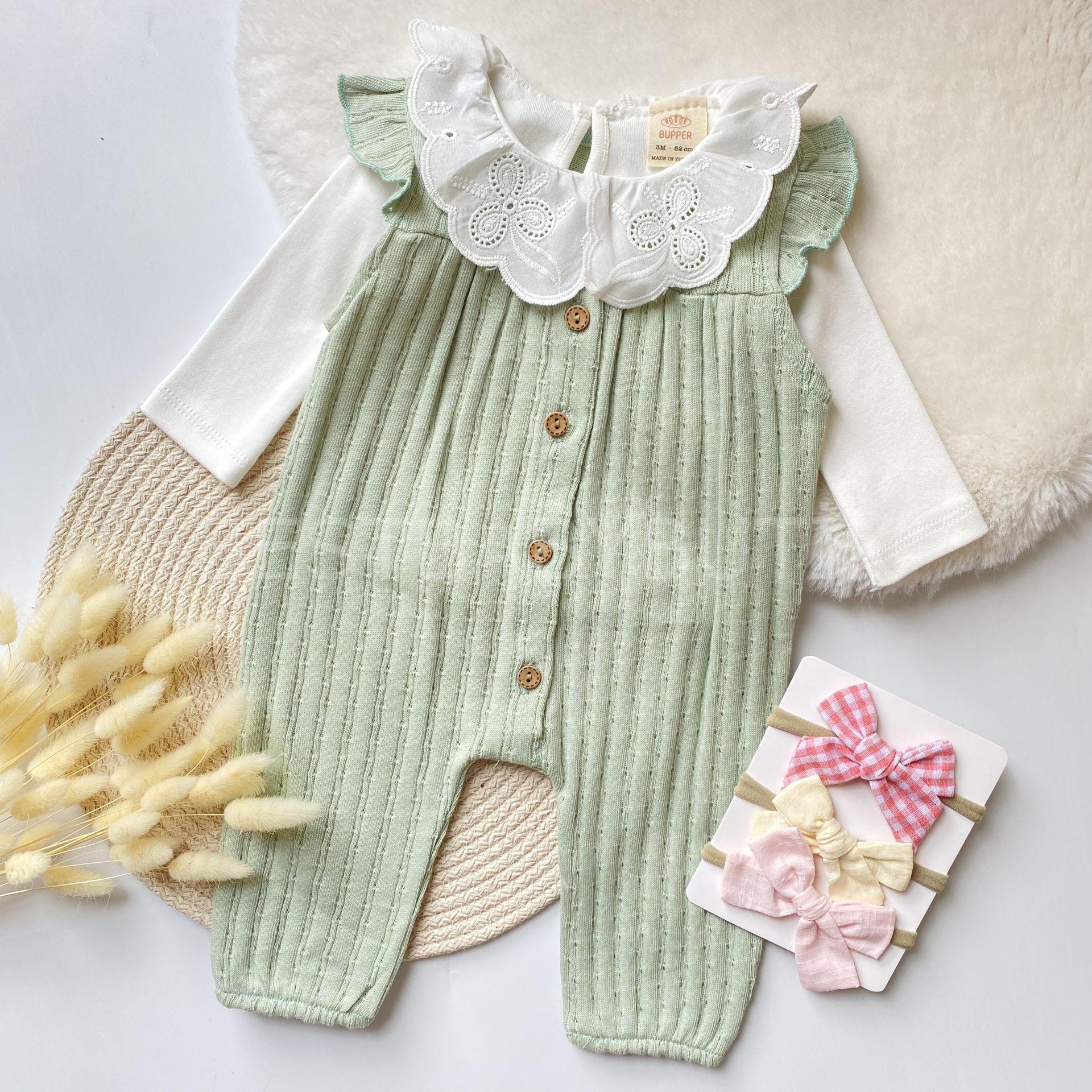 CHARM FİSTO BEBE YAKA DETAYLI BADİLİ TULUM SETİ