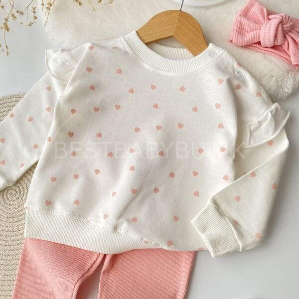 Kalp Detaylı Oversize Taytlı Takım