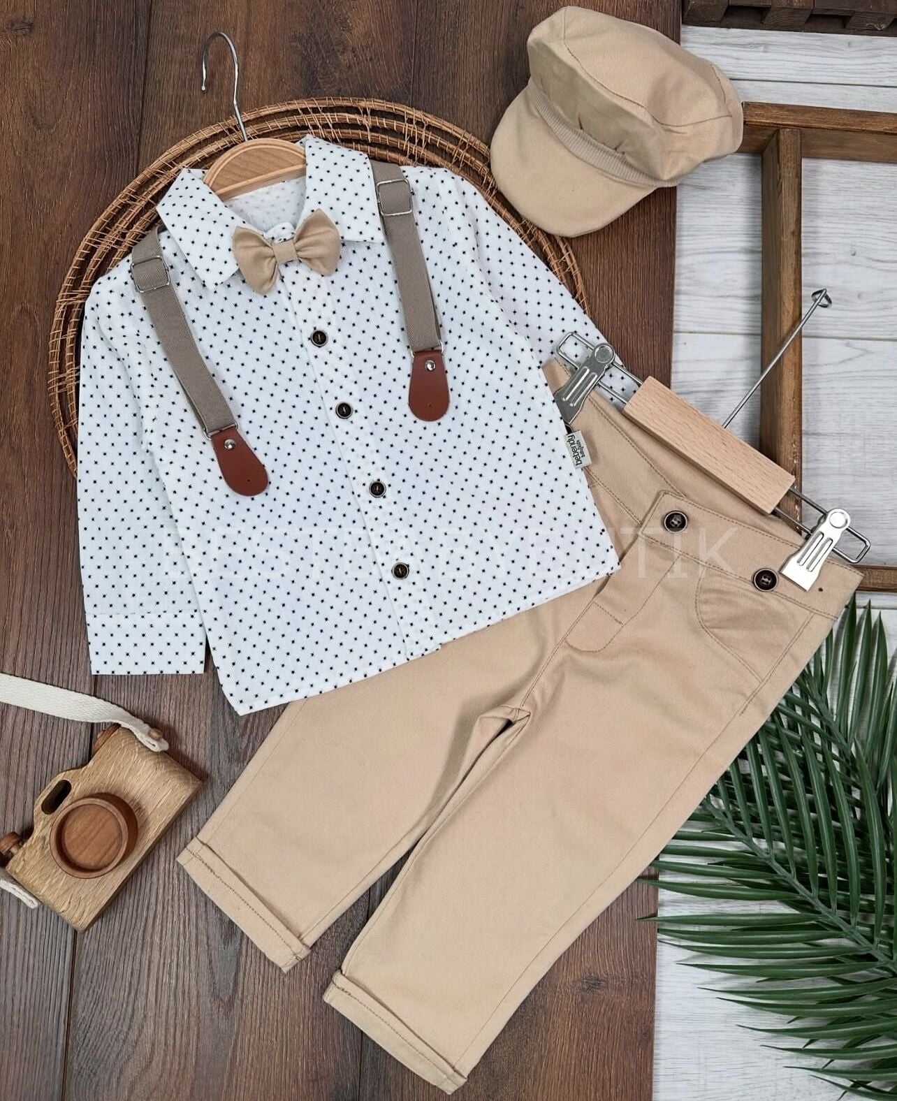 Carles Papyonlu Zıbın Gömlekli Şapkalı Askılı Takım