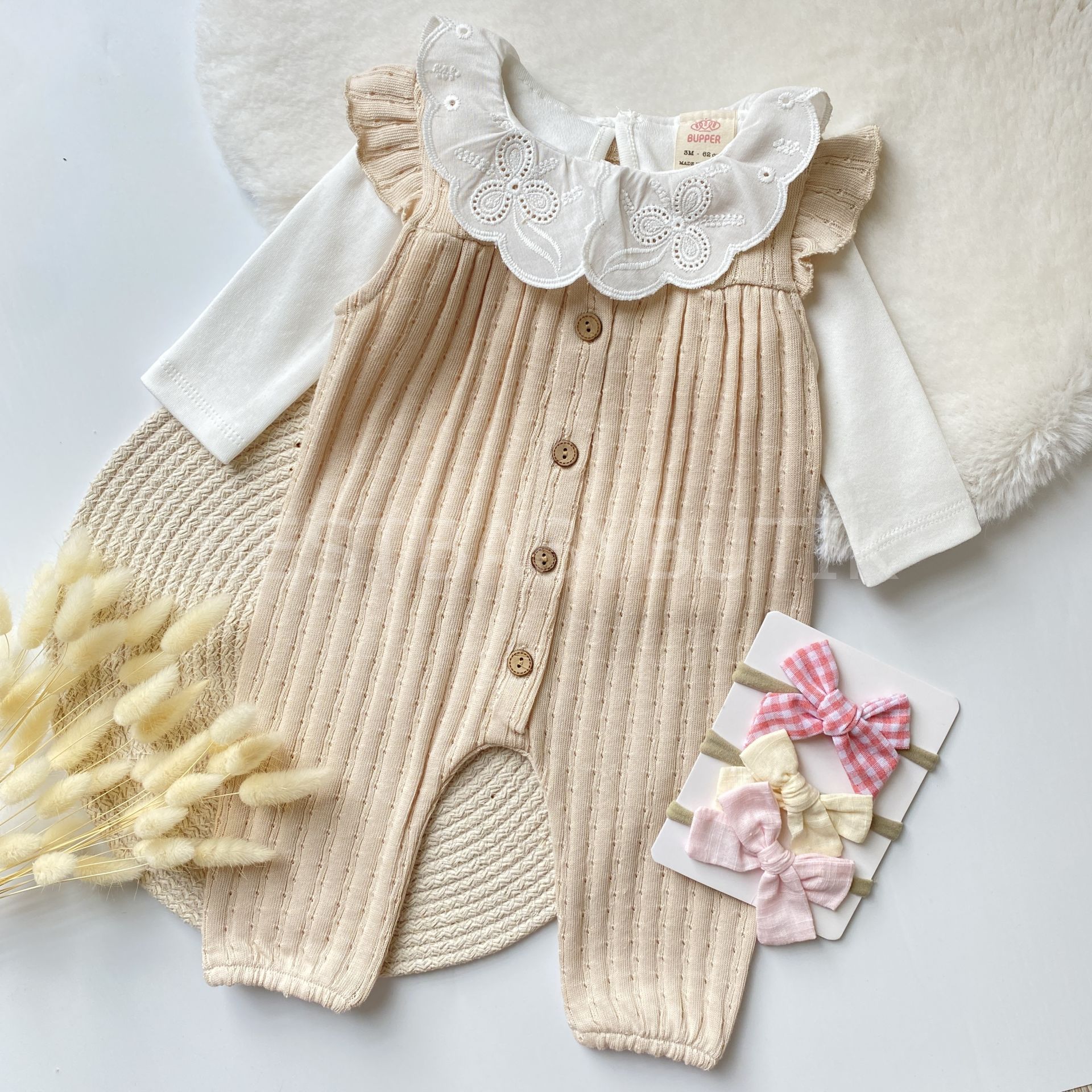 CHARM FİSTO BEBE YAKA DETAYLI BADİLİ TULUM SETİ