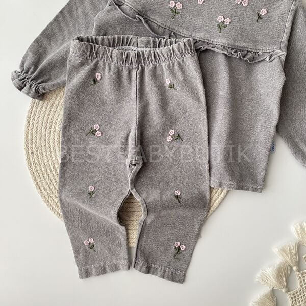 Çiçek Nakışlı Robalı Kot 2’Li Takım