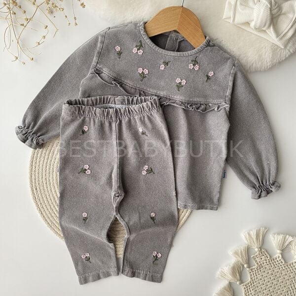 Çiçek Nakışlı Robalı Kot 2’Li Takım