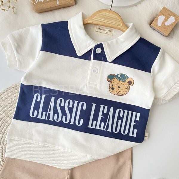 Ayıcık Baskılı Çizgili Polo Yaka 2’Li Takım 18-24 AY