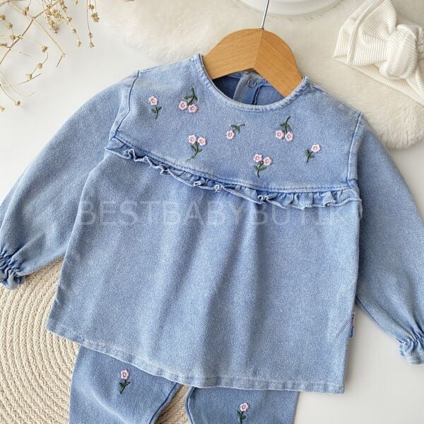 Çiçek Nakışlı Robalı Kot 2’Li Takım