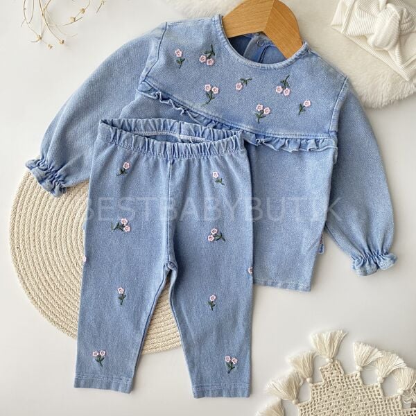 Çiçek Nakışlı Robalı Kot 2’Li Takım