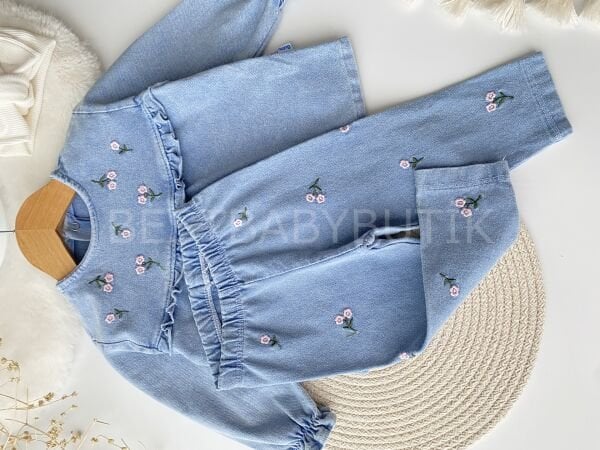 Çiçek Nakışlı Robalı Kot 2’Li Takım