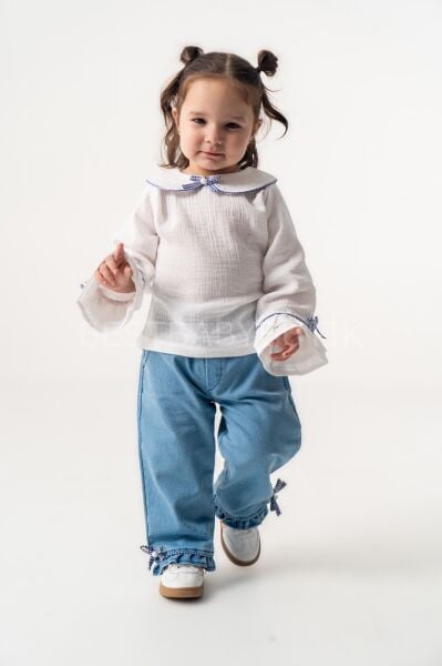 Pitikare Kurdaleli Müslin Gömlekli Kot Pantolonlu Takım (1-2-3YAŞ)