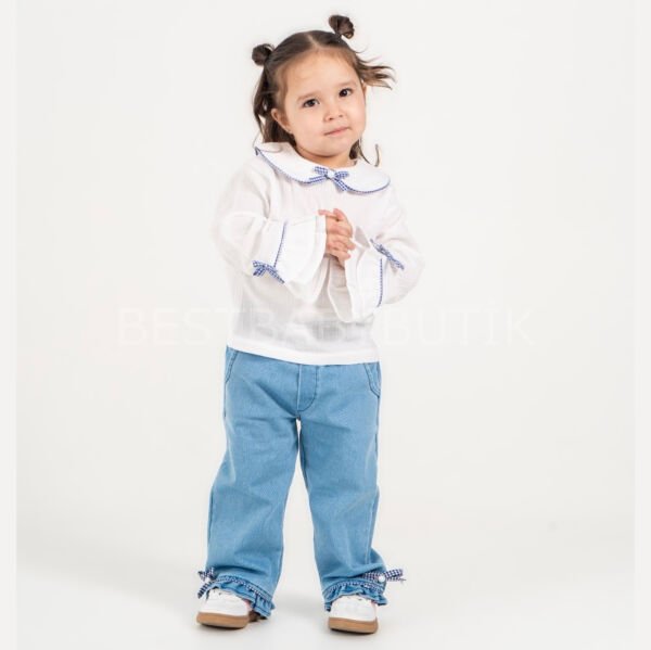 Pitikare Kurdaleli Müslin Gömlekli Kot Pantolonlu Takım (1-2-3YAŞ) 1 YAŞ