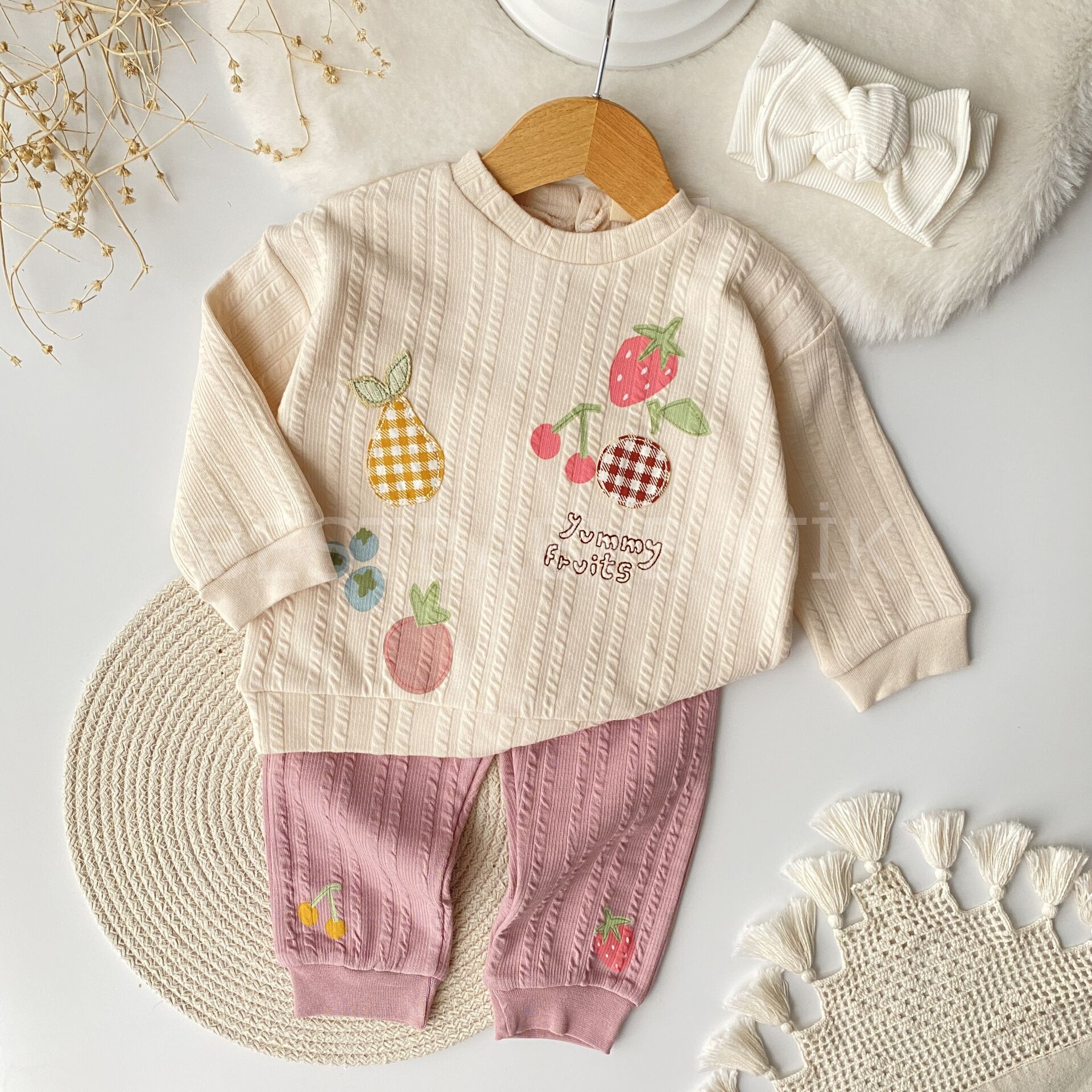 Via Meyveli Kendinden Desenli Likra 2’Li Takım