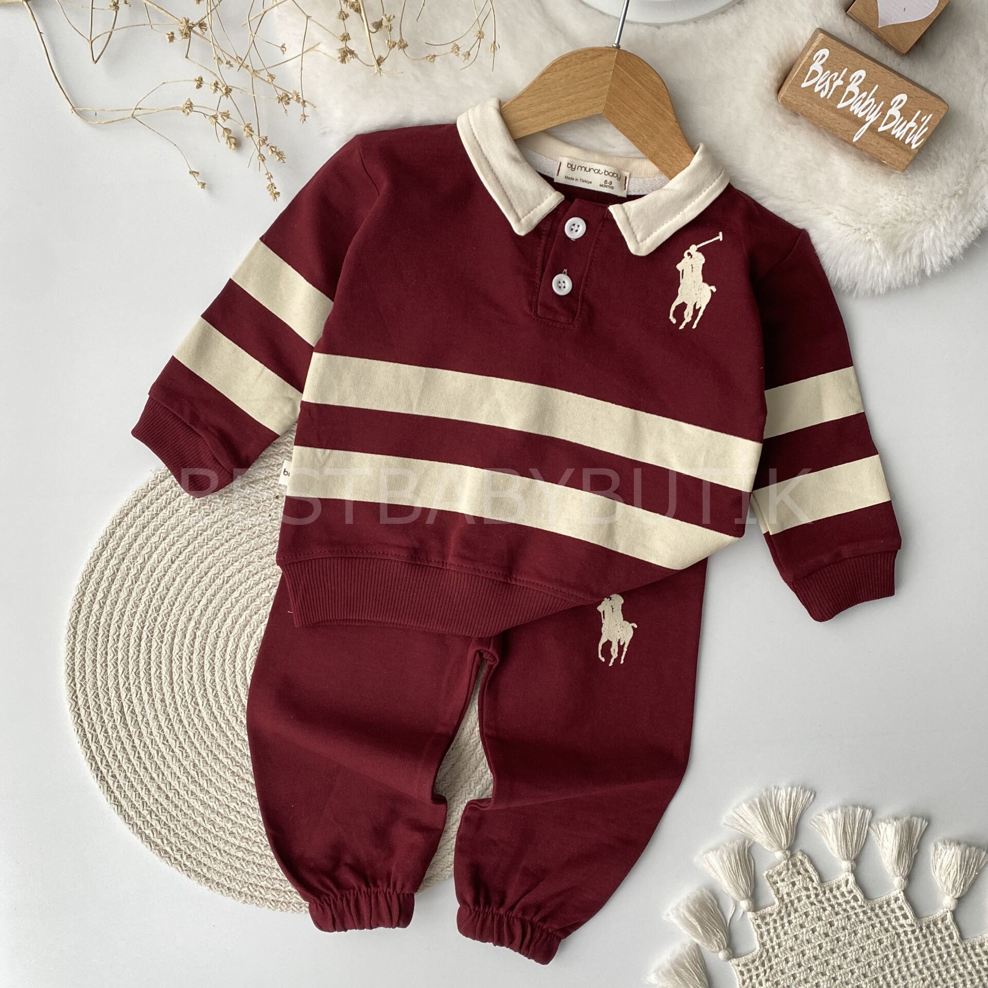Polo Yaka Çizgili Mevsimlik Takım 9-12 AY