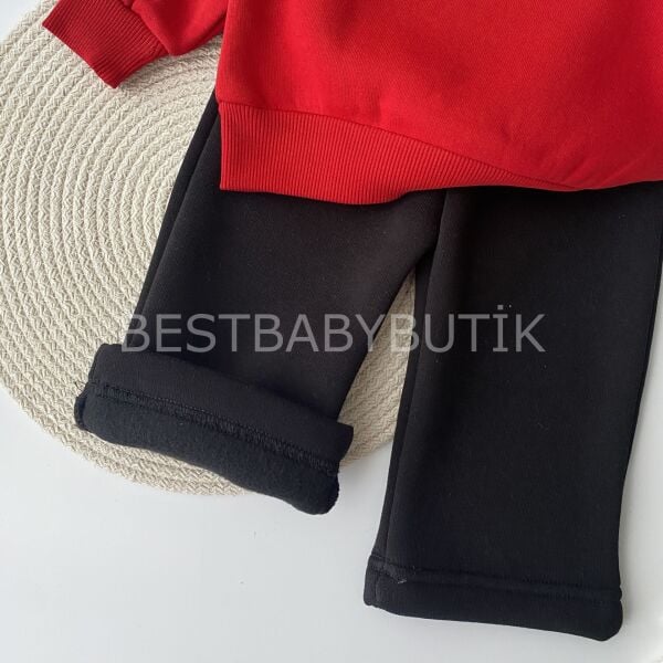 Love Nakışlı Balon Kol Şardonlu 2’Li Bol Paça Takım