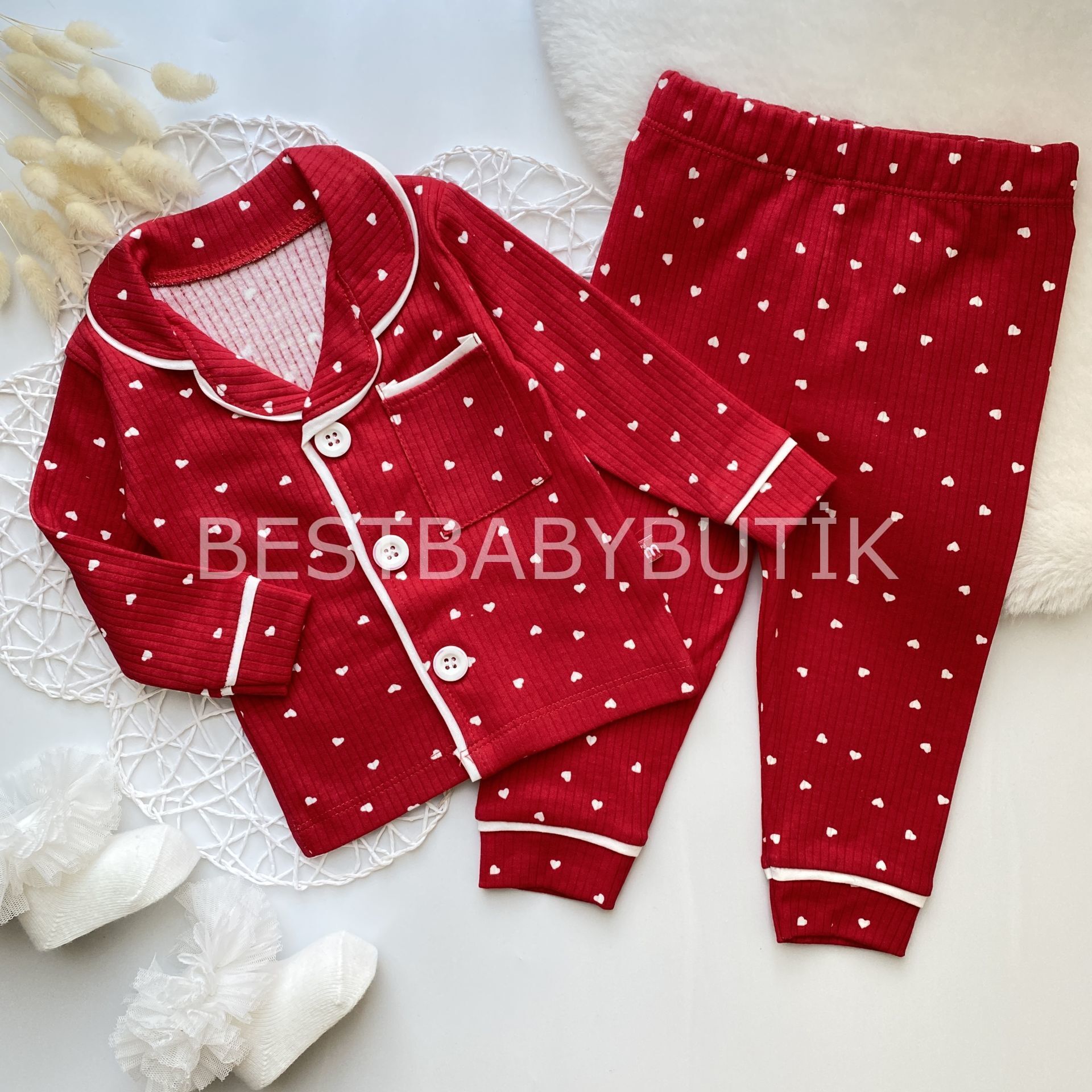 Minik Kalpli Gömlek Yaka Pijama Takımı